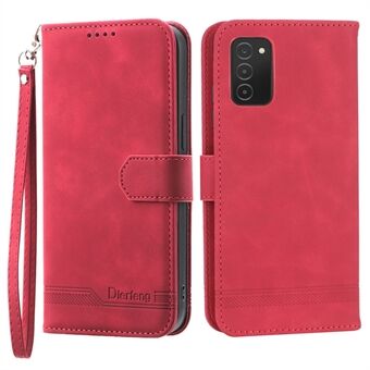 DIERFENG DF-03 Phone Case for Samsung Galaxy A03s (166.5 x 75.98 x 9.14mm), Stand Wallet Lines Imprinted Leather Phone Cover