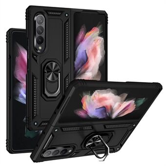 Ring Holder Kickstand Design Anti-fall PC + TPU + Metal Hybrid Phone Cover Shell for Samsung Galaxy Z Fold3 5G