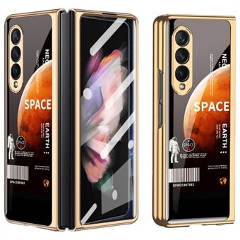 Space Pattern Printing Anti-Scratch PC All-in-One Case with 9H Tempered Glass Screen Protector for Samsung Galaxy Z Fold3 5G