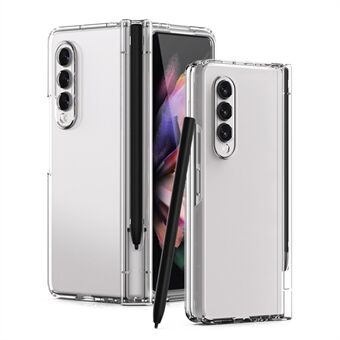 PU Leather Coated PC Hinged Cover Folio Flip Full Protection Phone Case with Pen Holder and Tempered Glass Screen Protector for Samsung Galaxy Z Fold3 5G