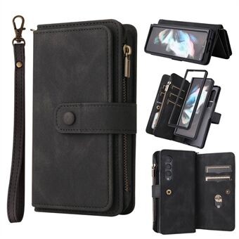 KT Multi-functional Series-2 Shockproof PU Leather  and TPU Phone Shell for Samsung Galaxy Z Fold3 5G, Multiple Card Slots Phone Stand Case