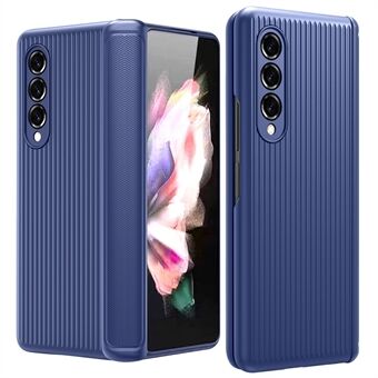 For Samsung Galaxy Z Fold3 5G Luggage Case Striped Design PC + TPU Hinge Folding Phone Case with Tempered Glass Screen Protector