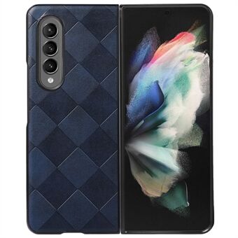 Grid Texture Phone Case for Samsung Galaxy Z Fold3 5G, PU Leather Coated PC + TPU Hybrid Cover Shell