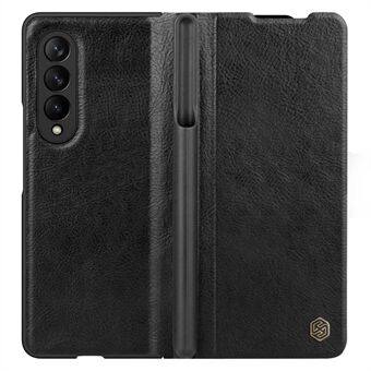 NILLKIN Qin Series for Samsung Galaxy Z Fold3 5G / W22 5G Pen Holder Leather Case Folio Flip Anti-fall Cover