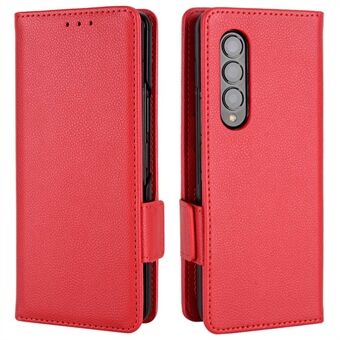 For Samsung Galaxy Z Fold3 5G Side Magnetic Clasp Litchi Texture PU Leather Phone Case Stand Wallet Folio Flip Cover