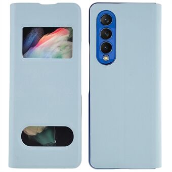 For Samsung Galaxy Z Fold3 5G View Window Flip Phone Case Litchi Texture PU Leather Inner Hard PC Shockproof Cover