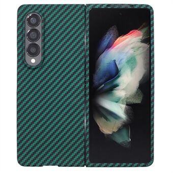 Back Case for Samsung Galaxy Z Fold3 5G Carbon Fiber Texture Aramid Fiber Shockproof Phone Cover - Green