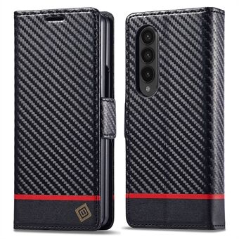 LC.IMEEKE For Samsung Galaxy Z Fold3 5G Carbon Fiber Texture Phone Leather Case Wallet Stand Cover