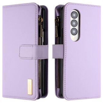 BINFEN COLOR Zipper Pocket Wallet Case for Samsung Galaxy Z Fold3 5G , Matte PU Leather Stand Phone Cover