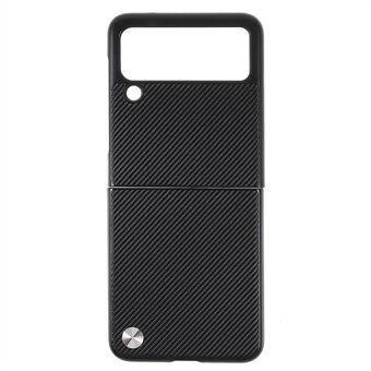 X-LEVEL Perfect Fit Flip Design Carbon Fiber PU Leather Coated PC Case for Samsung Galaxy Z Flip3 5G