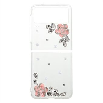 Butterflies Flower Sticking Diamond Decor Anti-Fall Hard PC Protective Phone Cover for Samsung Galaxy Z Flip3 5G