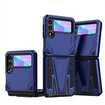 Flip Rubberized Hybrid Case Built-in Metal Sheet Design Phone Cover with V-Shaped Kickstand for Samsung Galaxy Z Flip3 5G