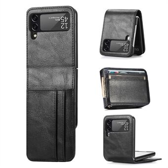 For Samsung Galaxy Z Flip3 5G Wallet Card Slots Design Anti-Drop Anti-Fingerprint Durable PU Leather Phone Case Cover