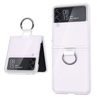 Transparent Matte Anti-scratch PC+PVC Hybrid Cases Metal Ring Design Protective Cover for Samsung Galaxy Z Flip3 5G