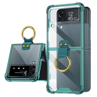 GKK Four Corners Drop-proof Hard PC Flipping Phone Case with Metal Ring Kickstand for Samsung Galaxy Z Flip3 5G