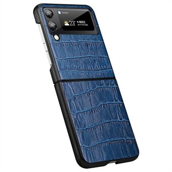 For Samsung Galaxy Z Flip3 5G Crocodile Texture Genuine Leather Coating Anti-scratch Hard PC Phone Case