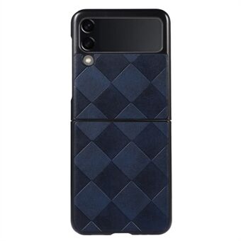 For Galaxy Z Flip3 5G 2-Piece Flip Design Grid Texture PU Leather Coated PC+TPU Hybrid Phone Case Accessory