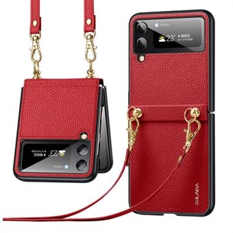 SULADA Treasure Box Series for Samsung Galaxy Z Flip3 5G Litchi Texture PU Leather Anti-scratch Folding Phone Case with Shoulder Strap