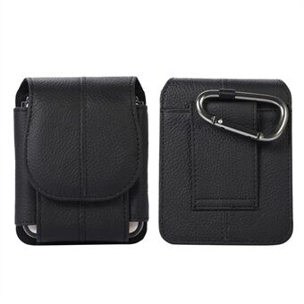 for Galaxy Z Flip3 5G/Huawei P50 Pocket/Motorola Razr 5G Cell Phone Belt Holster Phone Case Cowhide Leather Waist Pack Pouch with Hook