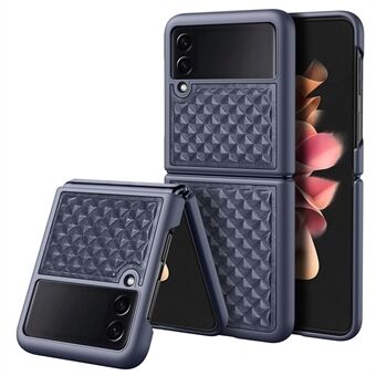 DUX DUCIS Venice Series for Samsung Galaxy Z Flip3 5G Rhombic Grid Texture Case Genuine Leather Coated Hard PC Folding Screen Cover