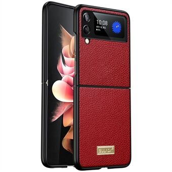 SULADA For Samsung Galaxy Z Flip3 5G Litchi Texture Folding Phone Cover PU Leather Coating PC TPU Bottom Case