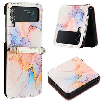 Pattern Printing Leather Series-5 for Samsung Galaxy Z Flip3 5G Anti-scratch Phone Case Marble Pattern PU Leather + PC Phone Cover