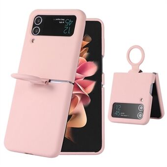 For Samsung Galaxy Z Flip3 5G Liquid Silicone Phone Case Drop-proof Folding Protective Cover with Finger Ring Holder