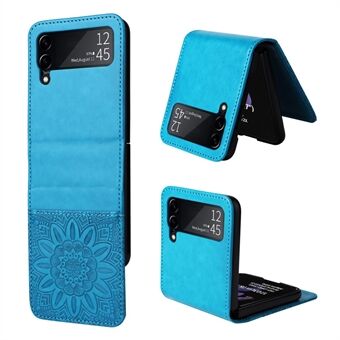 For Samsung Galaxy Z Flip3 5G Leather Phone Case Card Slot Sunflower Imprinted Phone Cover