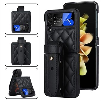 ZD 09 Protective Phone Case for Samsung Galaxy Z Flip3 5G PU Leather Hard PC Phone Cover with Wrist Strap