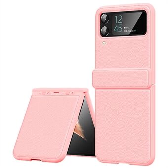 For Samsung Galaxy Z Flip3 5G Hinge Protection Phone Case Litchi Texture Cowhide Leather+PC Cover