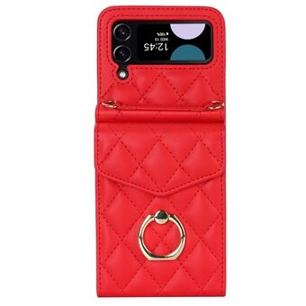 Multiple Card Slots Phone Case for Samsung Galaxy Z Flip3 5G, RFID Blocking Ring Kickstand Leather+PC Cover