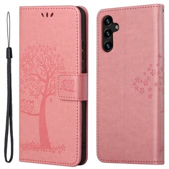 Folio Flip Owl Tree Imprint Leather Wallet Phone Case Shell with Stand for Samsung Galaxy A13 5G / A04s 4G (164.7 x 76.7 x 9.1 mm)