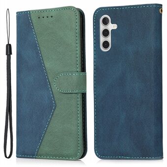 Stylish Dual-color Splicing Design Wallet Stand Leather Phone Case Shell with Wrist Strap for Samsung Galaxy A13 5G / A04s 4G (164.7 x 76.7 x 9.1 mm)