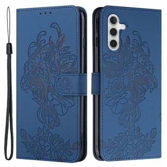 Imprinting Tiger Pattern PU Leather Phone Case Impact-resistant Stand Wallet Cover with Wrist Strap for Samsung Galaxy A13 5G / A04s 4G (164.7 x 76.7 x 9.1 mm)