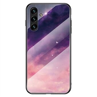 Hard and Soft Combination Starry Sky Pattern Well-protected Anti-fall Tempered Glass Hybrid Phone Case for Samsung Galaxy A13 5G