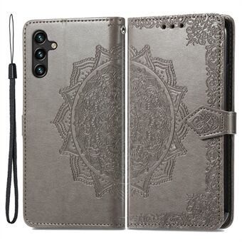 Embossed Mandala Flower Shockproof PU Leather Wallet Flip Stand Cover with Strap for Samsung Galaxy A13 5G / A04s 4G (164.7 x 76.7 x 9.1 mm)