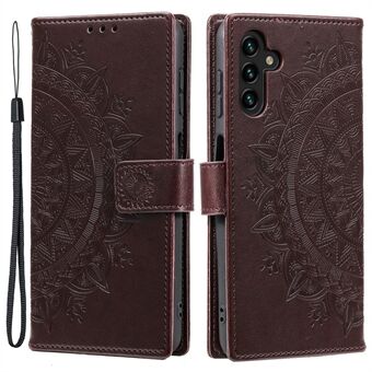 PU Leather Totem Mandala Flower Imprinting Wallet Case Stand Magnetic Closure Flip Cover with Strap for Samsung Galaxy A13 5G / A04s 4G (164.7 x 76.7 x 9.1 mm)