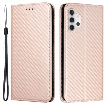 Carbon Fiber Texture Strong Magnet Auto Closing Leather Phone Case with Wallet Stand for Samsung Galaxy A13 5G / A04s 4G (164.7 x 76.7 x 9.1 mm)