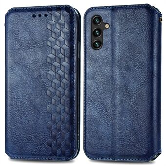 Imprinting Rhombus Magnet Auto-absorbed Leather Stand Cover Wallet Case for Samsung Galaxy A13 5G / A04s 4G (164.7 x 76.7 x 9.1 mm) - Blue