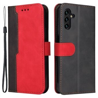 For Samsung Galaxy A13 5G / A04s 4G (164.7 x 76.7 x 9.1 mm) Bi-color Splicing Business Style Anti-fall Leather Phone Case Stand Wallet Cover