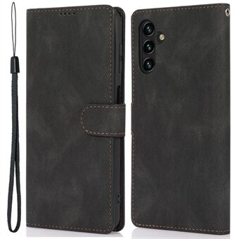 Magnetic Clasp PU Leather + TPU Wallet Stand Phone Cover with Strap for Samsung Galaxy A13 5G / A04s 4G (164.7 x 76.7 x 9.1 mm)