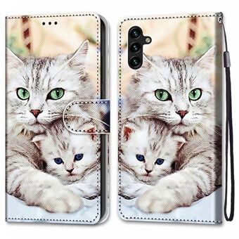 Full Body Protection Pattern Printing PU Leather Wallet Stand Flip Cover with Strap for Samsung Galaxy A13 5G / A04s 4G (164.7 x 76.7 x 9.1 mm)