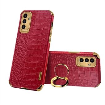 6D Electroplated Crocodile Texture Phone Case for Samsung Galaxy A13 5G / A04s 4G (164.7 x 76.7 x 9.1 mm), Ring Kickstand PU Leather Coated TPU Cover