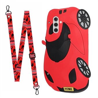 For Samsung Galaxy A13 5G Outer Cartoon Silicone Layer Anti-scratch Inner TPU Phone Case Cover with Shoulder Lanyard