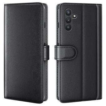 For Samsung Galaxy A13 5G / A04s 4G (164.7 x 76.7 x 9.1 mm) Well-protected Shockproof Genuine Split Leather Case Wallet Stand Design Phone Cover