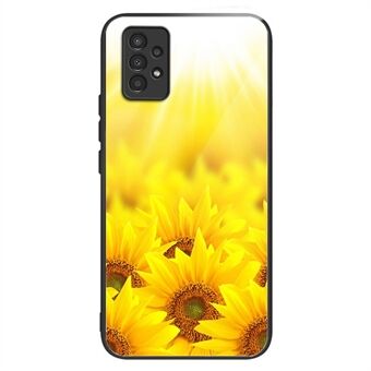 For Samsung Galaxy A13 4G / 5G Sunflower Pattern Printing Phone Case Anti-drop Tempered Glass TPU Cover