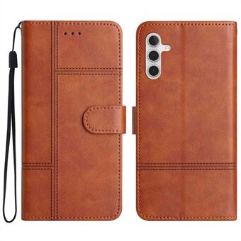 For Samsung Galaxy A13 5G Anti-fingerprint Phone Stand Case Cowhide Texture Business Style PU Leather Sewing Line Decor Wallet