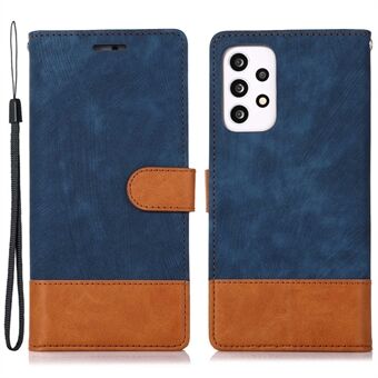 For Samsung Galaxy A13 4G / A13 5G / M13 5G / A04 4G (164.4 x 76.3 x 9.1 mm) / A04s 4G (164.7 x 76.7 x 9.1 mm) Color Splicing Wallet Phone Case Skin-Touch Feeling PU  Leather Stand Flip Cover