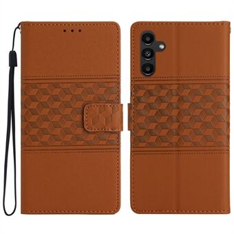 PU Leather Skin-touch Feeling Cover for Samsung Galaxy A13 5G Wallet Retro Imprinted Pattern Stand Phone Case with Strap