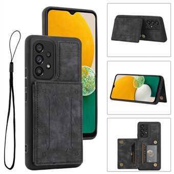 For Samsung Galaxy A13 4G / A13 5G / A04s 4G (164.7 x 76.7 x 9.1 mm) / A04 4G (164.4 x 76.3 x 9.1 mm) / M13 5G PU Leather Coated TPU Phone Case Dual Card Holder Kickstand Magnetic Cover